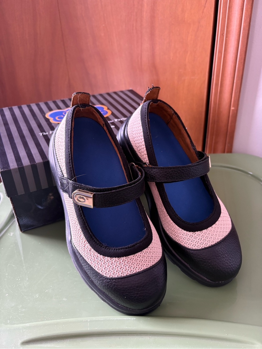 Women's Cream and Black Mary Jane Shoes